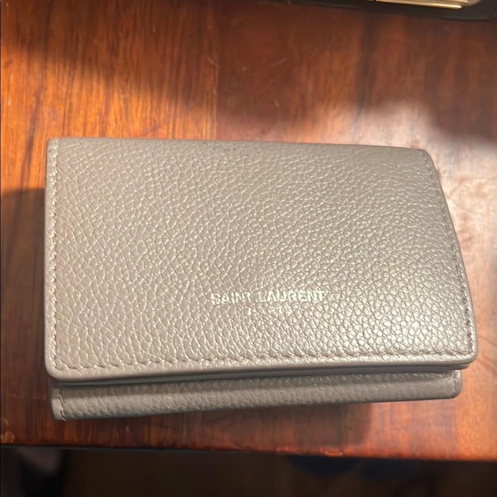 YSL compact tri fold wallet dark gray